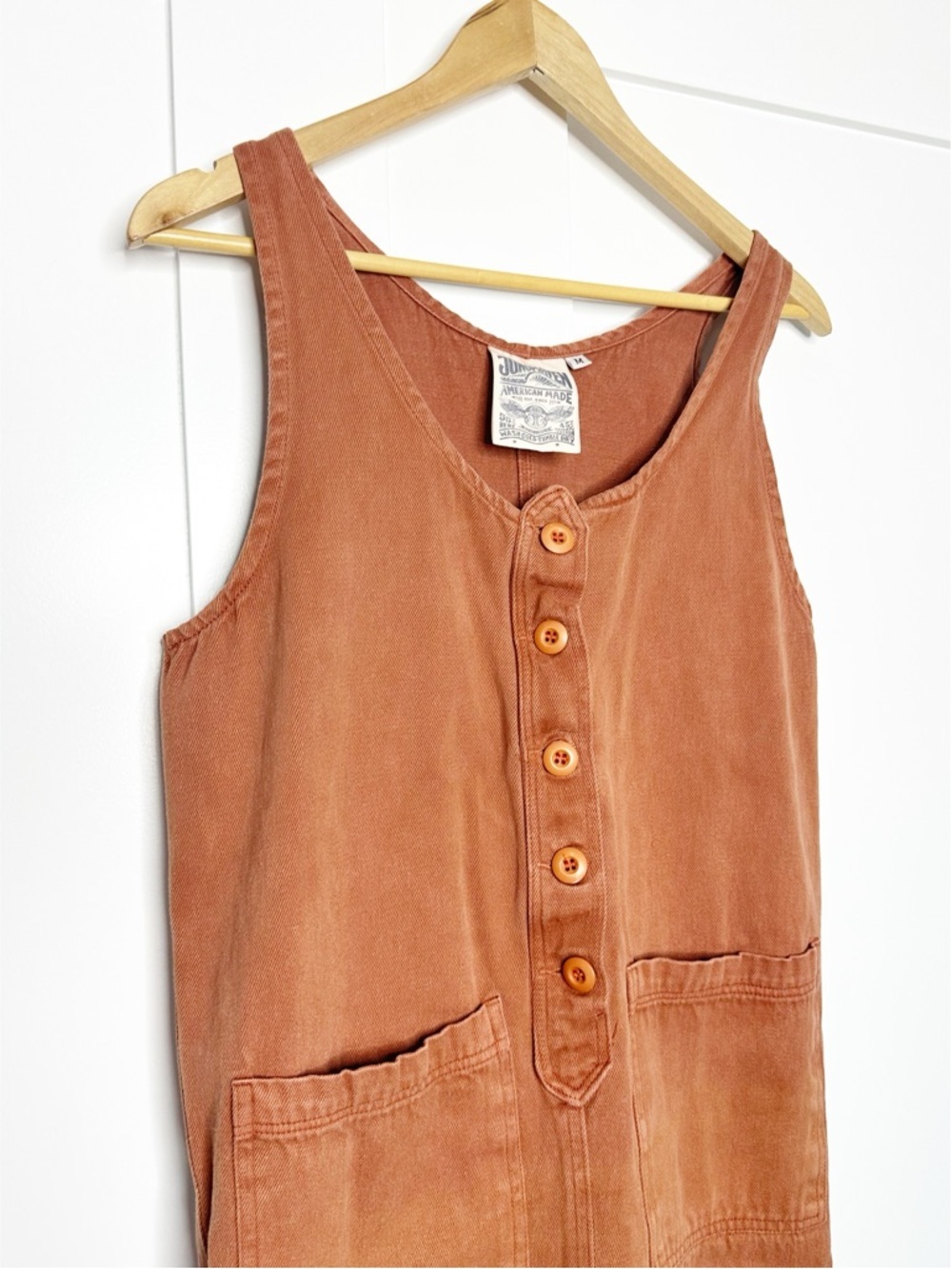 Jungmaven Terracotta Orange Hemp Cotton Button Front Jumper Jumpsuit medium - Picture 7 of 13